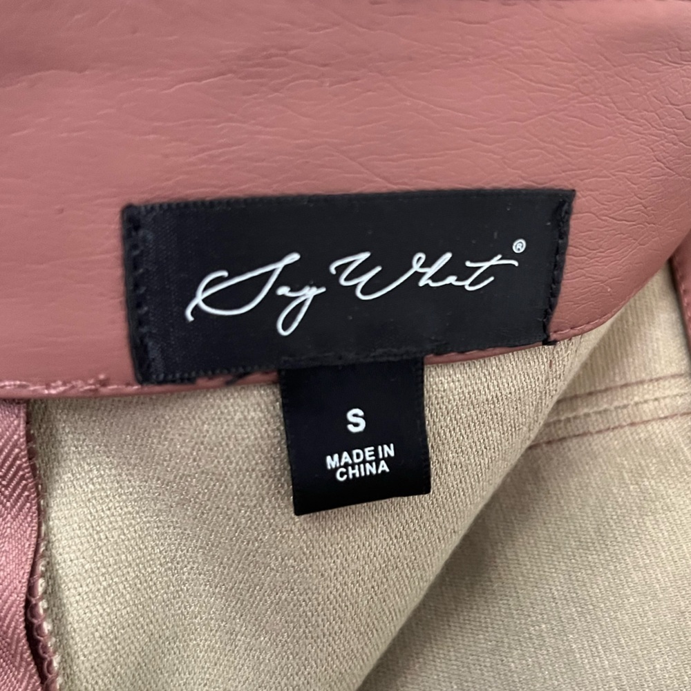 Pleather Two Piece Mauve/Brown Set Size S - Picture 8 of 8